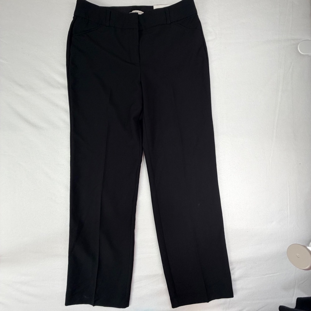 Cato Womens Trouser Pants 10 Black Mid Rise Stretch Waist Straight Leg NWT